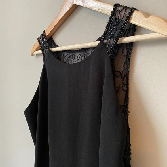 Vintage Brilliante By JA Womens MP Petite Sleeveless Beaded Cocktail Black Dress - Picture 7 of 16